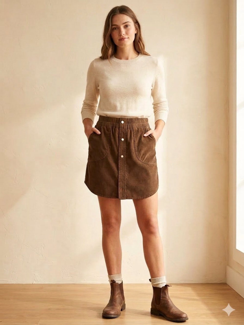 Urban Renewal Recycled Brown Corduroy Mini Skirt Size S/M